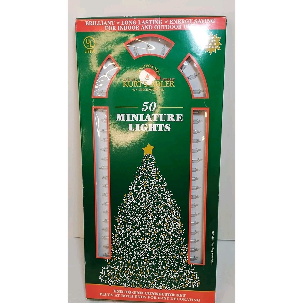 Kurt Adler 50‎ Miniature Christmas String Lights Clear Vintage